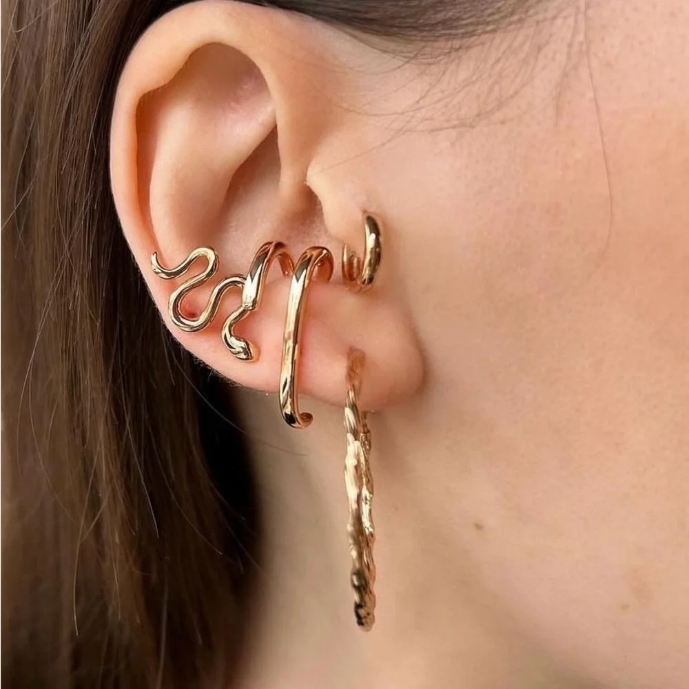 Snake Stud Earrings 18k Gold Plated Serpent Jewelry
